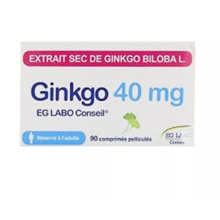 Ginkgo 40 mg - Memory Disorders - EG Labo - 90 tablets EG Labo