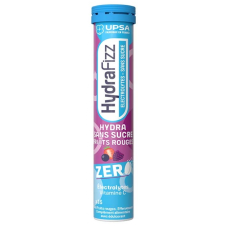 HydraFizz - HydraZer - Goût Fruits Rouges - Sans Sucre - UPSA - 16 Pastilles