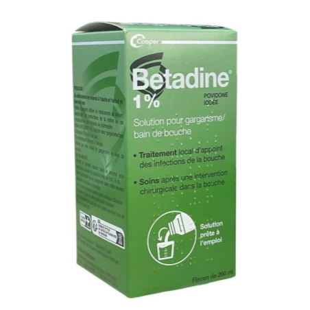 Betadine 1% - Solution pour Gargarisme - Bain de bouche - Cooper - 200 ml