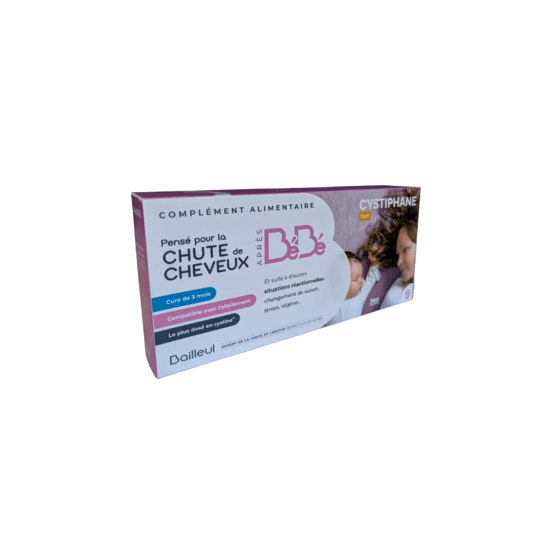 Cystiphane Fort - Chute de Cheveux après Bébé - Bailleul - Cure 3 mois - 360 comprimés