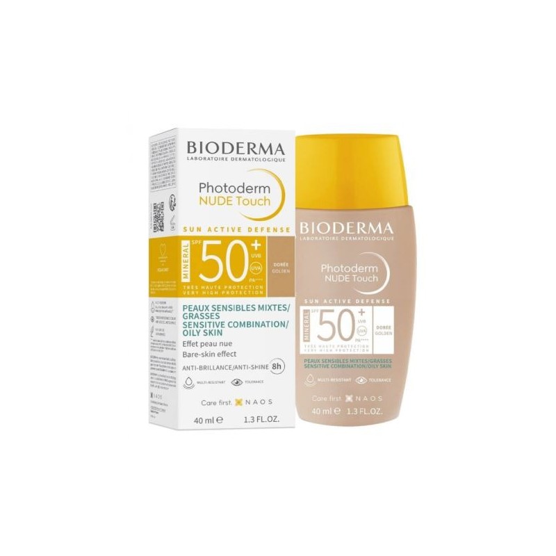 Nude Touch Mineral Teinté Dorée spf 50+ - Photoderm - Bioderma - 40ml
