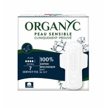 Serviettes Hygiéniques - Flux Extra - Organyc - 7 Serviettes