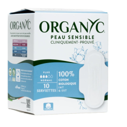 Serviette Hygiénique - Flux Normal - Organyc - 10 Serviettes (Unyque)