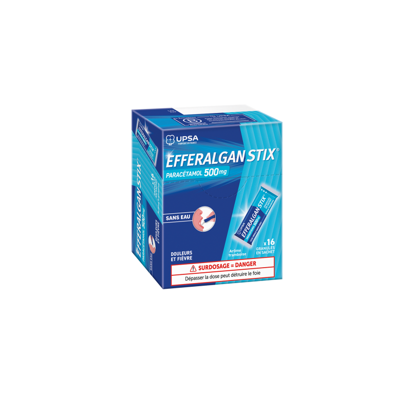 Efferalgan 500mg - 16 Sachets Granulés gout Fruits Rouges - Paracetamol 500mg, Douleurs et Fièvre