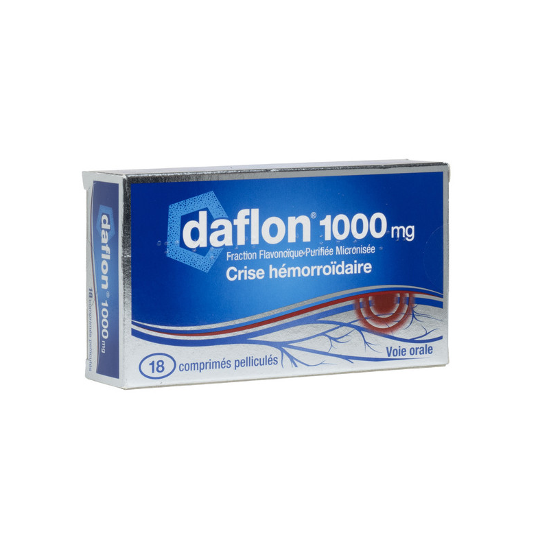 Daflon 1000 mg - Fraction flavonoïque purifiée, Circulation Veineuse & Crise Hémorroïdaire - 18 Comprimés