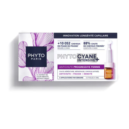 PhytoCyane Intensive+ - Traitement AntiChute Chute Progressive - Phyto - 12 x 5ml