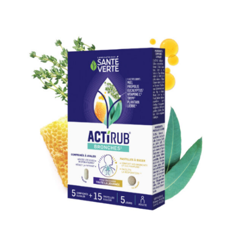Actirub Bronches - Santé Verte - 5 Tablets A Avaler + 15 Tablets A Sucer