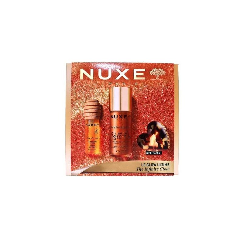 The Ultimate Glow Gift Set - Prodigious Gold Roll-On Oil + Honey Lip Treatment - Nuxe + Free Lip Tweezers
